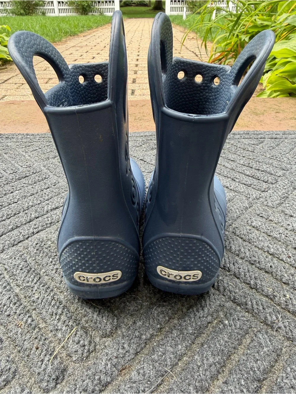 CROCS Toddler C9 Navy Rain Boots with Easy Hand Loops